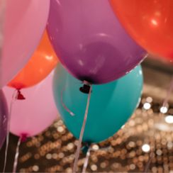 Colorful balloons display at a fundraising event